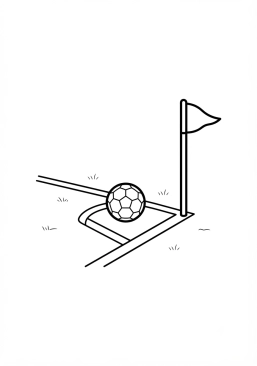 Ausmalbild zum Ausdrucken von eckstoß mit dem Ball auf dem Teilkreis