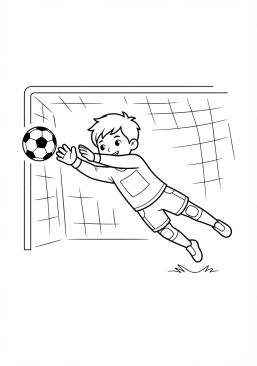 Ausmalbild zum Ausdrucken von torwart hechtet um den Ball zu halten