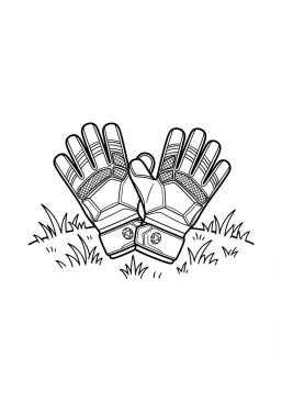 Ausmalbild zum Ausdrucken von professionelle Torwart handschuhe auf dem Rasen