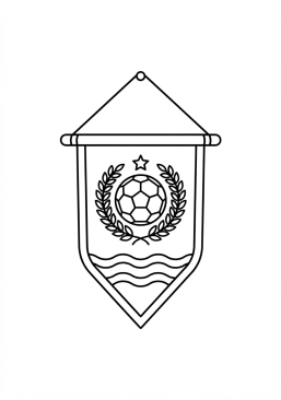 Desenho para imprimir de flâmula de clube de futebol pendurada na parede