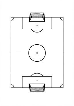 Dibujo para imprimir de campo de fútbol visto desde el cielo con porterías
