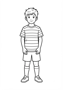 Ausmalbild zum Ausdrucken von junge im gestreiften Fußballtrikot