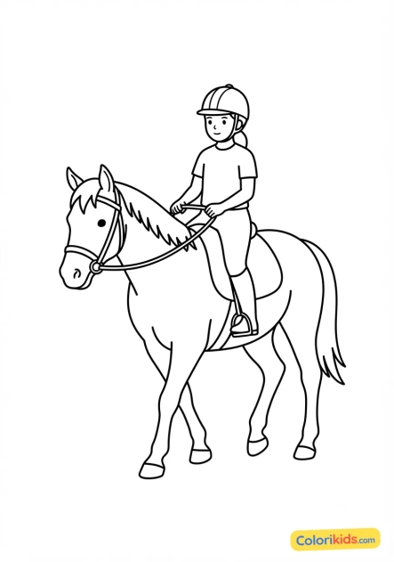 Desenho para colorir para imprimir: rédeas de couro seguradas pelo cavaleiro
