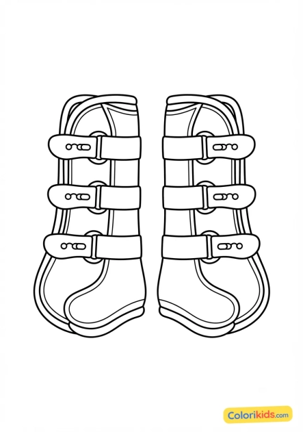 Desenho para colorir para imprimir: par de botas de proteção para cavalos