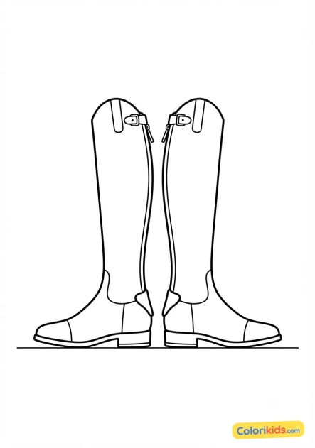 Desenho para colorir para imprimir: par de botas de equitação de couro