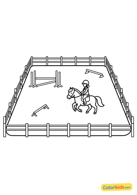 Ausmalbild zum Ausdrucken: sand-Reitplatz zum Training