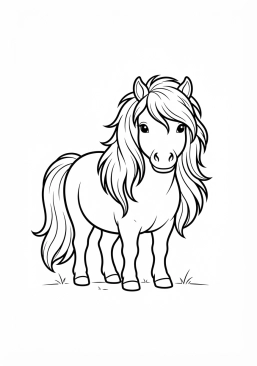 Desenho para imprimir de pônei shetland fofo com sua crina
