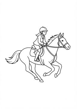 Ausmalbild zum Ausdrucken von reiter und sein Pferd im Galopp