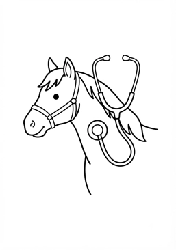 Dibujo para imprimir de estetoscopio veterinario equino