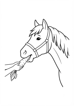 Desenho para imprimir de cenoura fresca oferecida a um cavalo