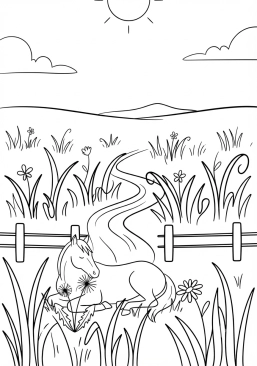 Dibujo para imprimir de hierba fresca y prado verde