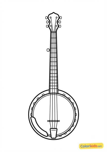 Coloriage à imprimer : banjo américain à cinq cordes