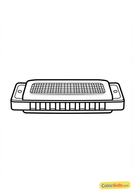 Coloriage à imprimer : harmonica en métal chromé