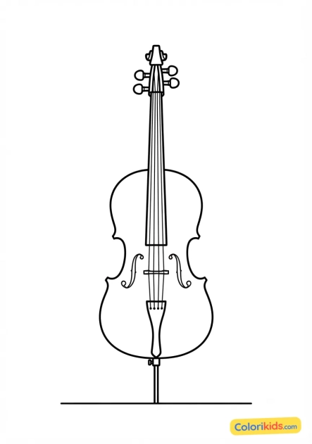 Coloriage à imprimer : violoncelle classique posé sur sa pique