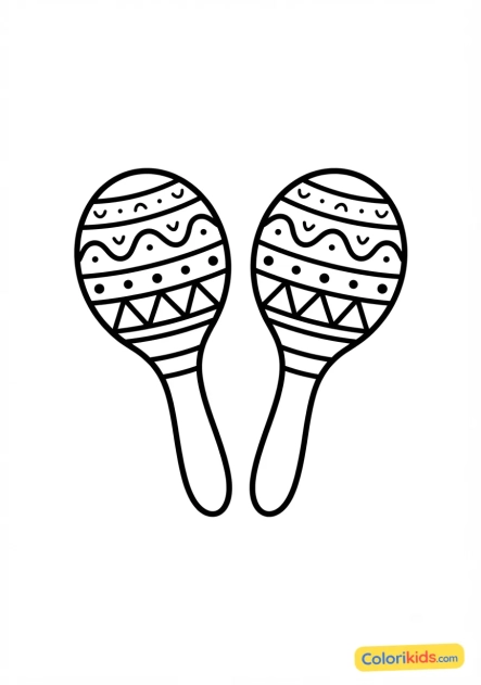 Coloriage à imprimer : maracas colorées pour la musique latine