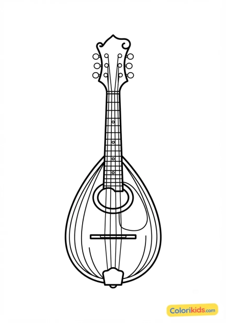 Coloriage à imprimer : mandoline italienne en bois bombé