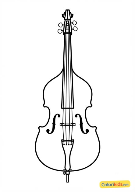 Coloriage à imprimer : contrebasse en bois imposante