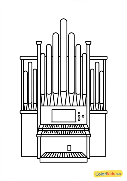 Coloriage à imprimer : orgue d'église majestueux avec ses tuyaux