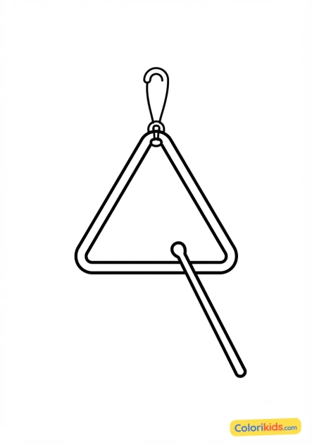 Coloriage à imprimer : triangle musical en métal avec sa baguette