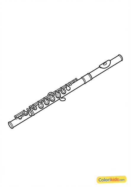 Coloriage à imprimer : flûte traversière en métal étincelant