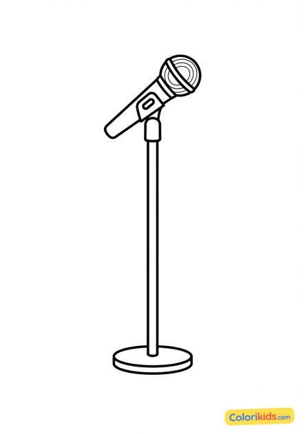 Coloriage à imprimer : microphone sur pied pour le chant