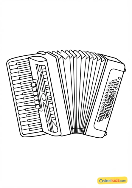 Coloriage à imprimer : accordéon traditionnel à soufflet