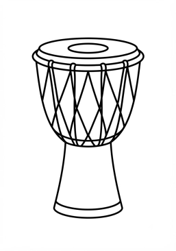 Voir le coloriage Djembé africain en bois et peau