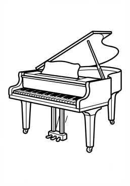 Coloriage de piano à queue classique et ses touches à imprimer