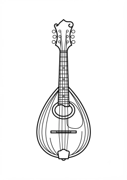 Coloriage de mandoline italienne en bois bombé à imprimer