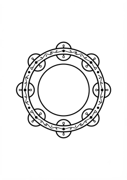 Voir le coloriage Tambourin festif avec ses sonnettes