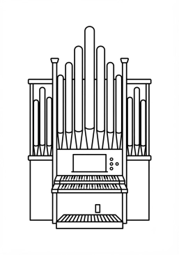 Voir le coloriage Orgue d'église majestueux avec ses tuyaux