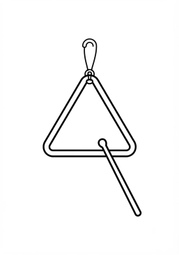 Coloriage de triangle musical en métal avec sa baguette à imprimer