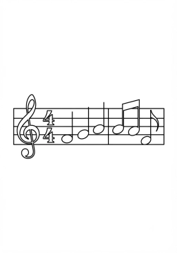 Coloriage de partition de musique avec des notes à imprimer