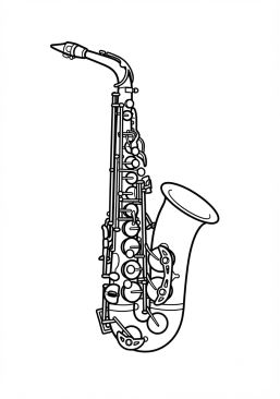 Voir le coloriage Saxophone jazz brillant et courbé
