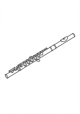Coloriage de flûte traversière en métal étincelant à imprimer