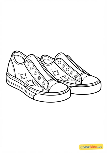 Coloriage à imprimer : chaussures de skate en toile noire avec des trous sur le côté à cause des frottements
