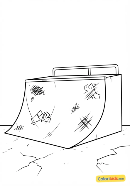 Coloriage à imprimer : rampe de skate en béton avec des traces de dérapage (wax)