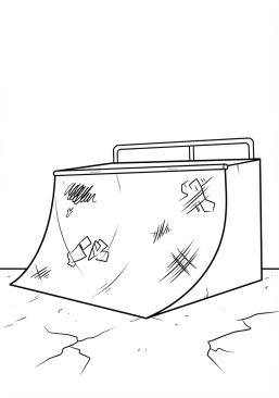 Voir le coloriage Rampe de skate en béton avec des traces de dérapage (wax)