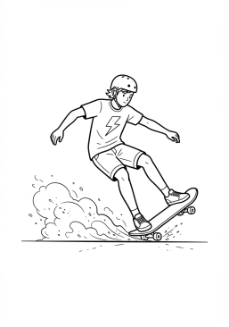 Voir le coloriage Skateur effectuant un 