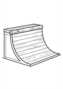 Voir le coloriage Rampe de skate en bois avec sa plaque de métal (coping) brillante et usée