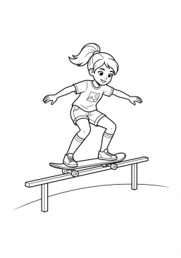 Voir le coloriage Jeune fille slidant sur une barre de fer