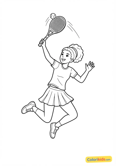 Coloriage à imprimer : saut acrobatique pour smasher la balle