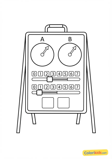 Ausmalbild zum Ausdrucken: manueller Spielstandsanzeiger