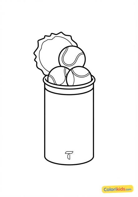 Coloriage à imprimer : boîte de balles de tennis neuves ouverte