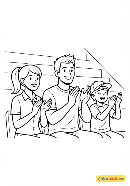 Coloriage à imprimer : supporters applaudissant dans les tribunes