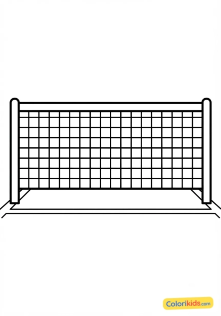 Coloriage à imprimer : filet de tennis tendu sur le court