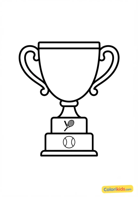 Coloriage à imprimer : trophée de coupe de tournoi de tennis