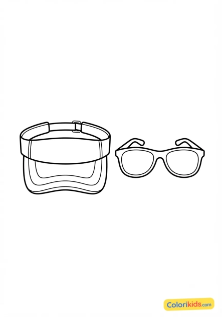 Coloriage à imprimer : visor de tennis et lunettes de soleil