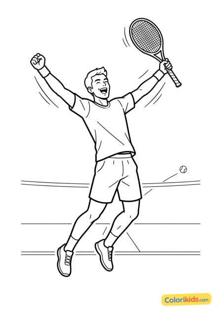 Coloriage à imprimer : célébration de victoire après un ace