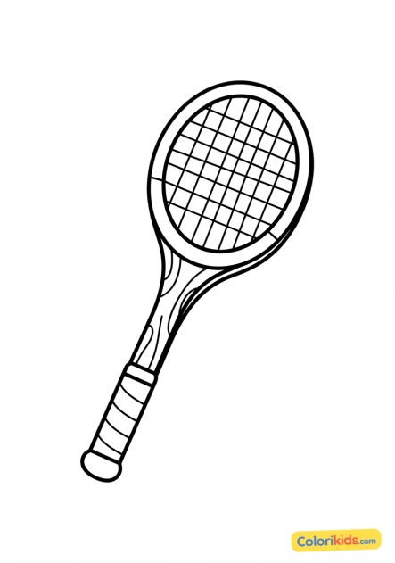 Ausmalbild zum Ausdrucken: vintage-Tennisschläger aus Holz